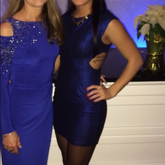 blue cut out bodycon dress
